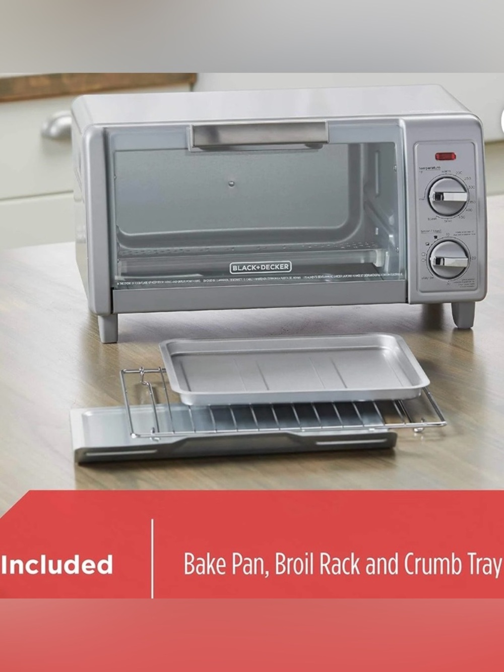 NEW BLACK+DECKER 4 Slice Toaster Oven Stainless Steel TO1701SG - Picture 2 of 15